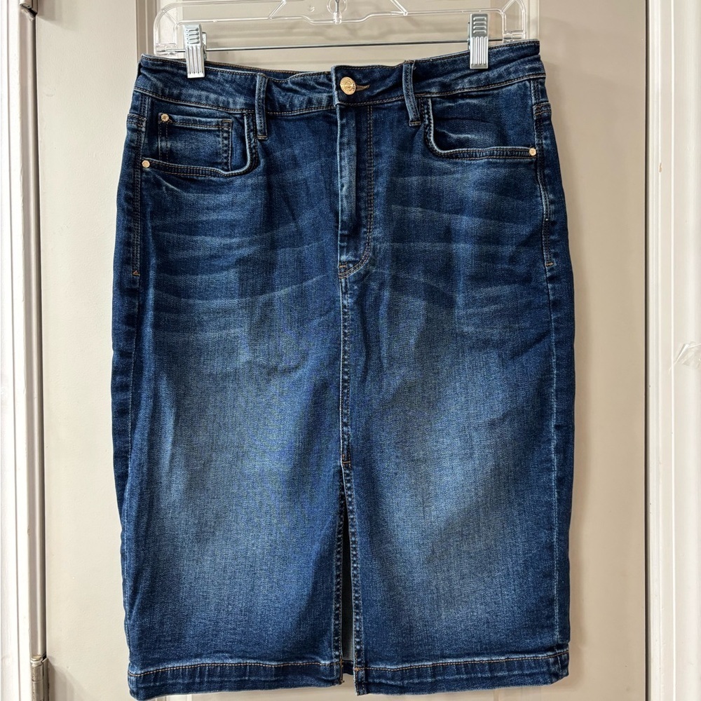 Guess Dark Blue Denim Midi Skirt